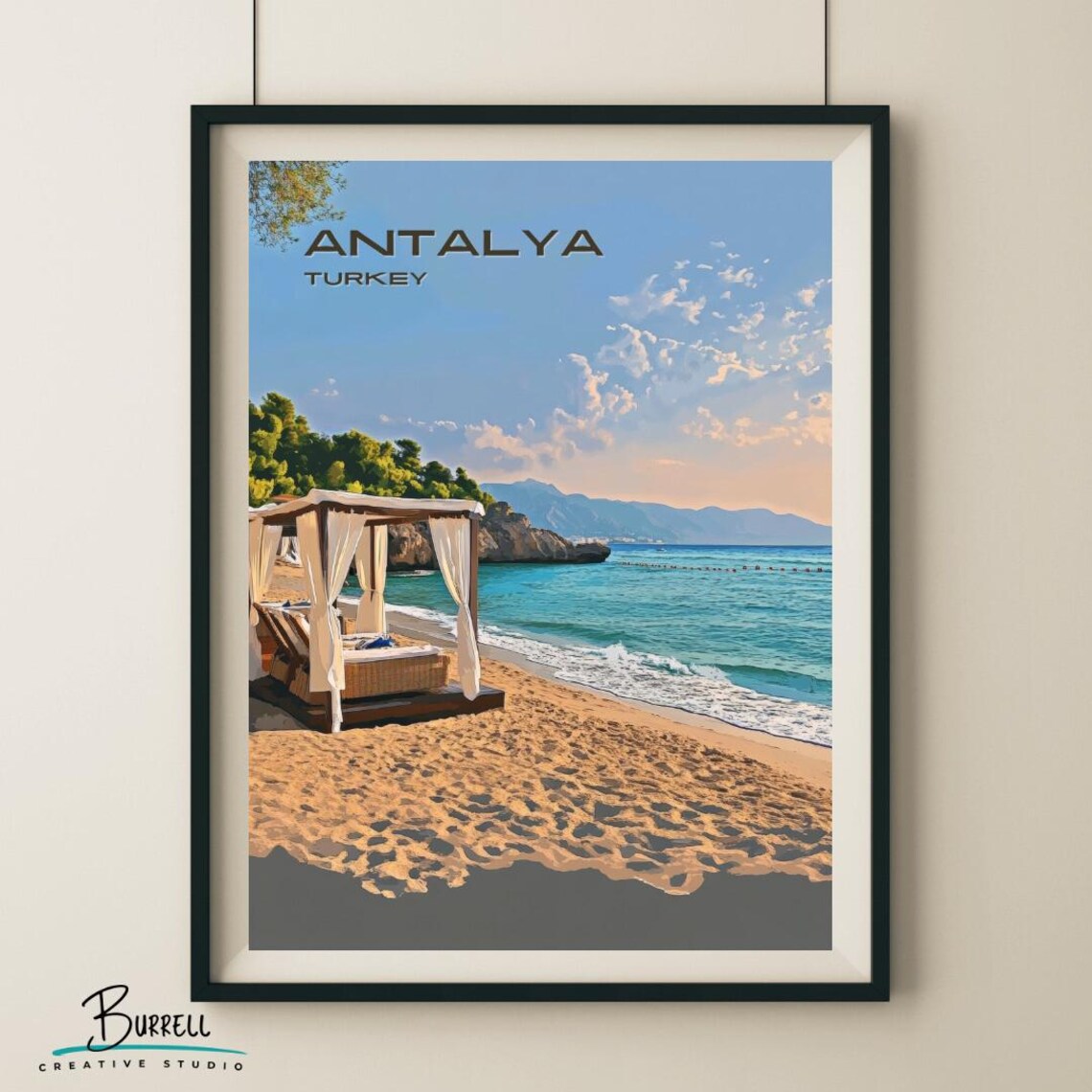 Antalya Turkiye Lara Beach Travel Poster