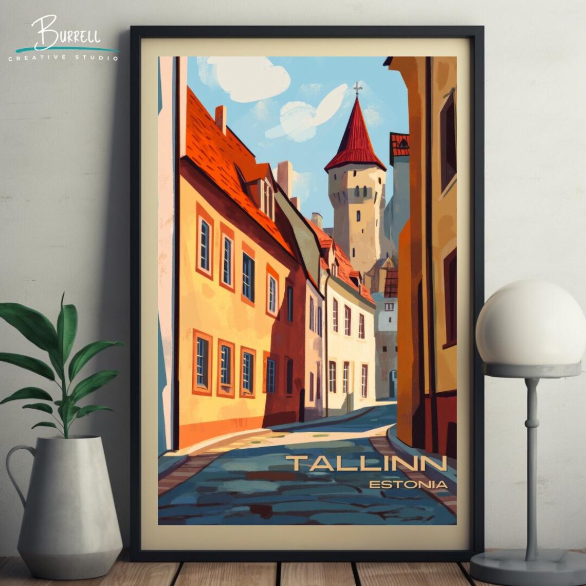 Tallinn Estonia Old Town Alley Red Roofs Medieval Tower Poster - Image 5