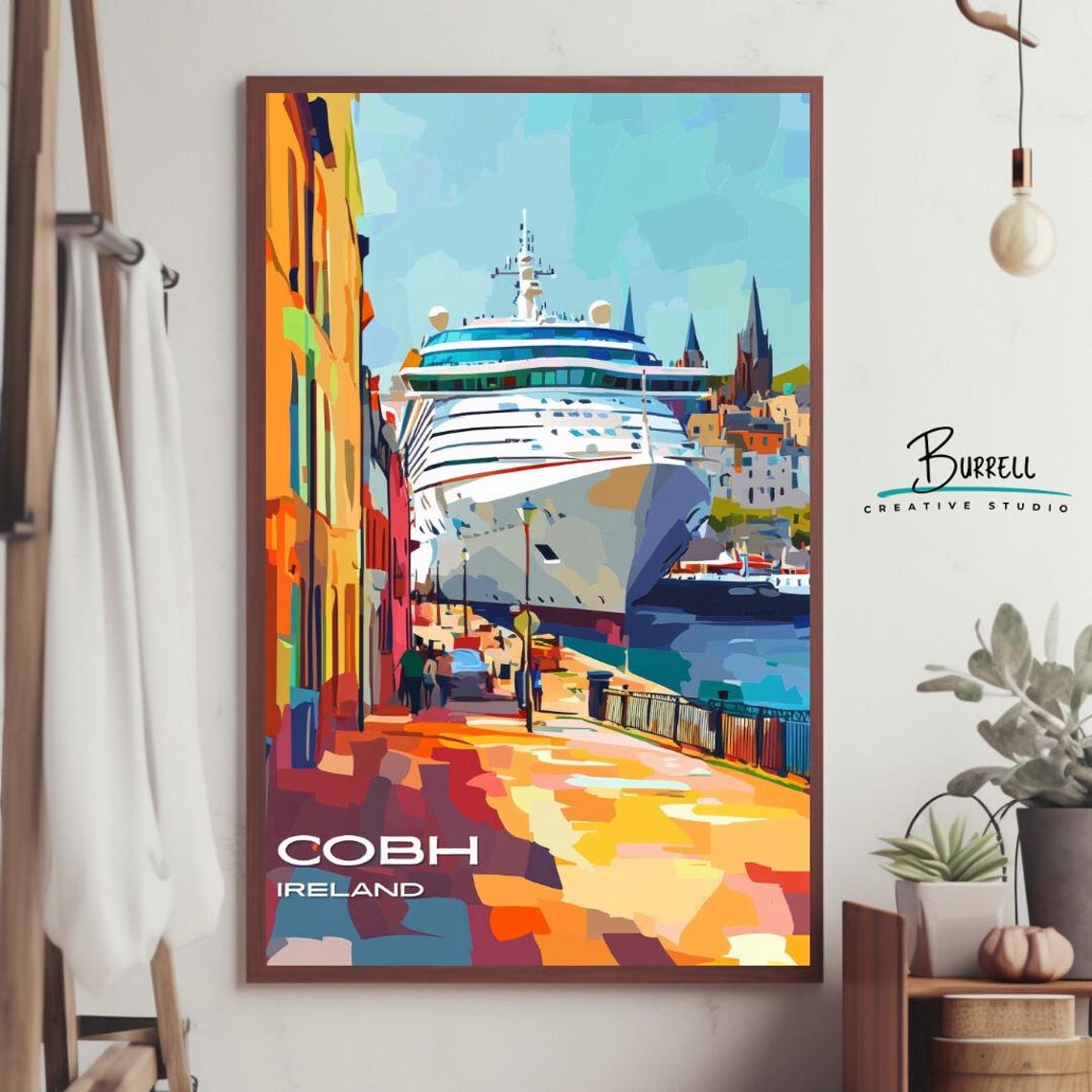 Cobh Ireland Harbor Cruise Ship Colorful Quay Scenic View Poster - Image 4