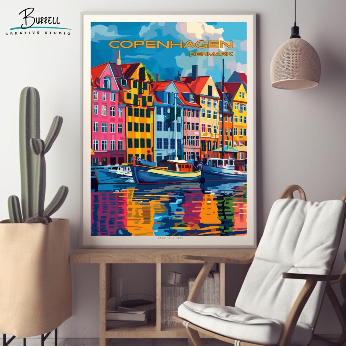 Copenhagen Nyhavn Harbor Travel Poster, Denmark - Image 2