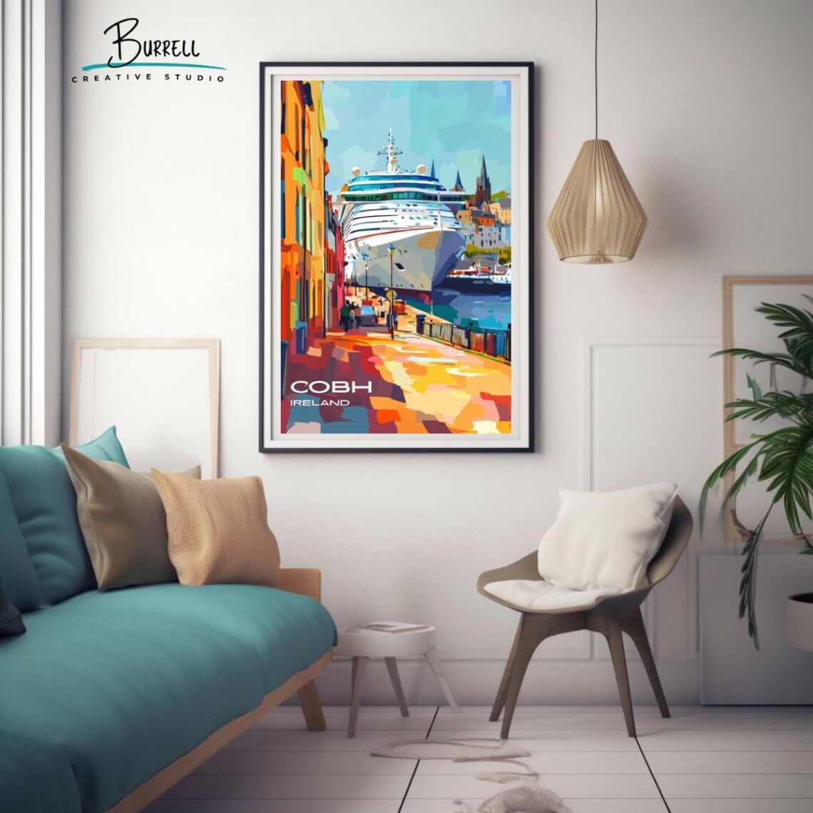 Cobh Ireland Harbor Cruise Ship Colorful Quay Scenic View Poster - Image 3