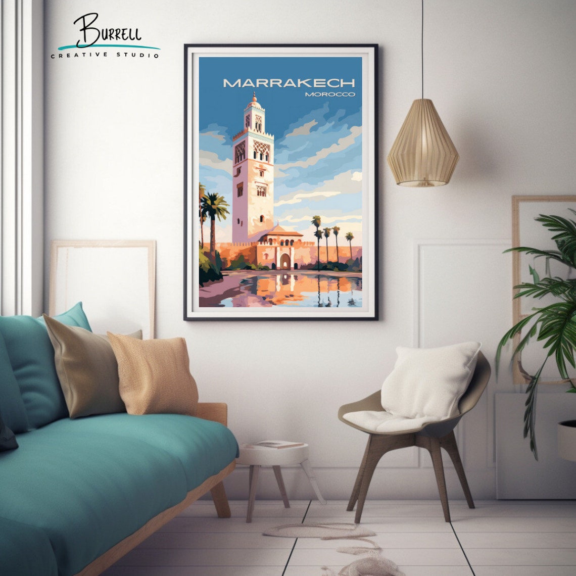 Marrakech Morocco Kutubiyya Mosque Travel Poster Wall Art Poster Print - Image 3