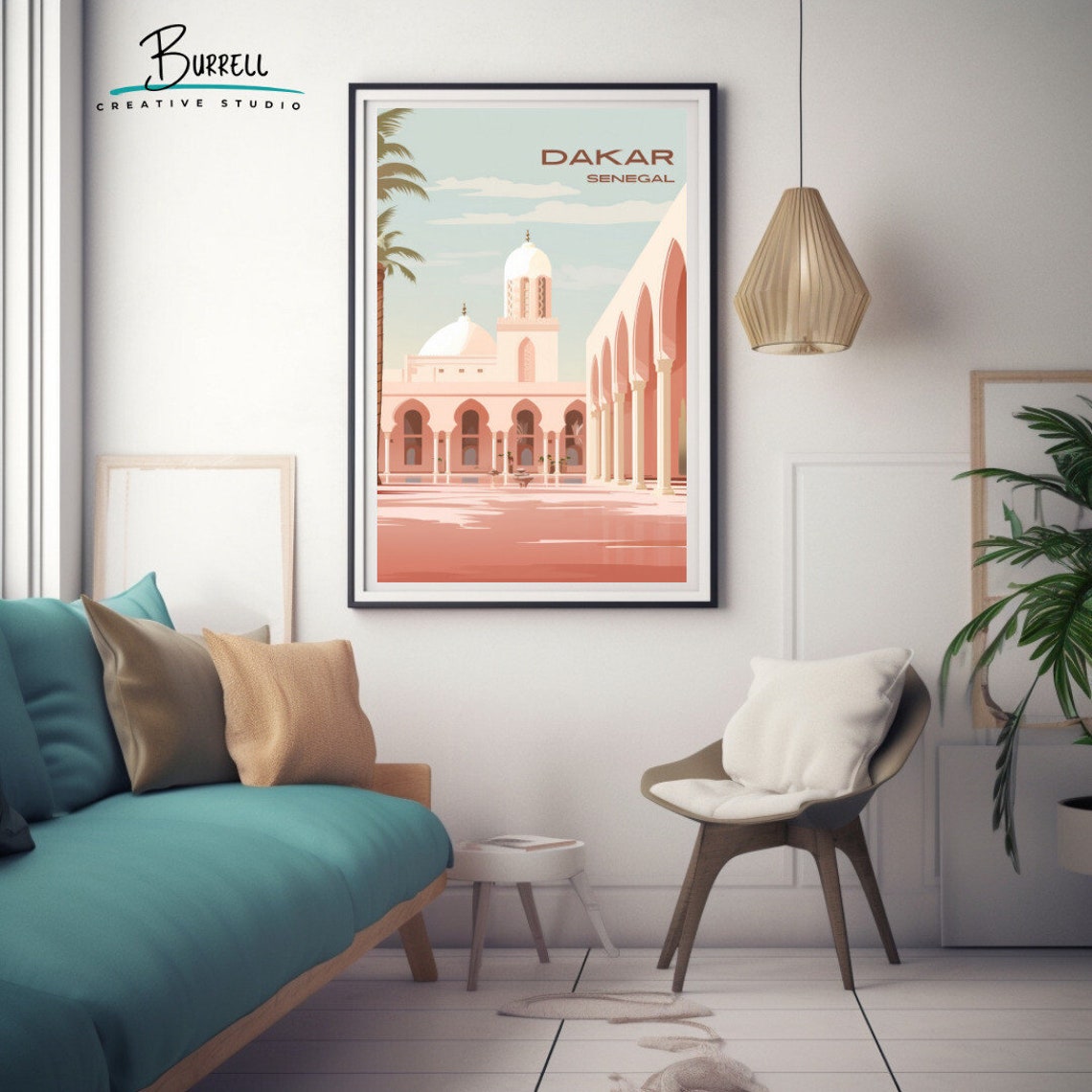 Dakar Senegal Grand Mosque Travel Poster Wall Art Poster Print - Image 3