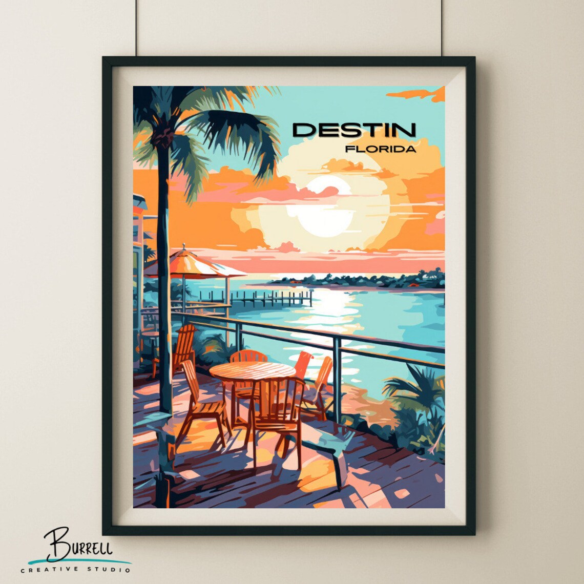 Destin Florida Harbor Boardwalk Travel Poster