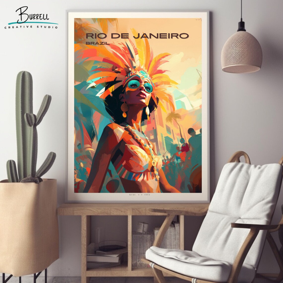 Rio de Janeiro Brazil Carnival Dancer Feathers Festival Travel Poster - Image 2