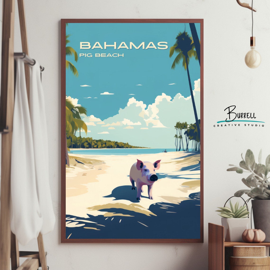 Bahamas Pig Beach Famous Swimming Pig White Sand Beach Poster - Image 4