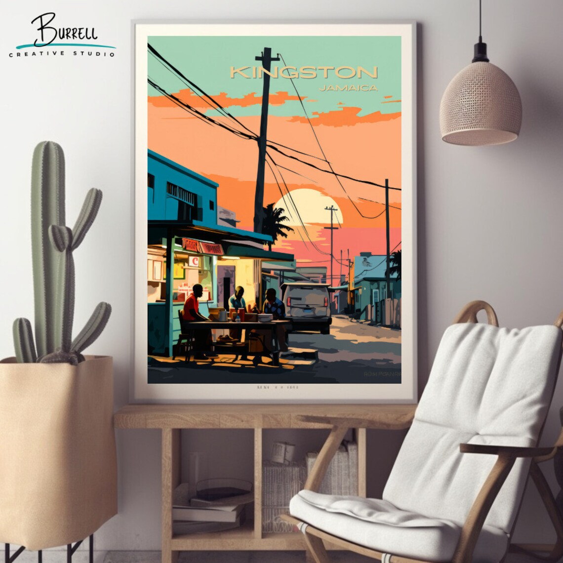Kingston Jamaica Streetside Bar Travel Poster - Image 3