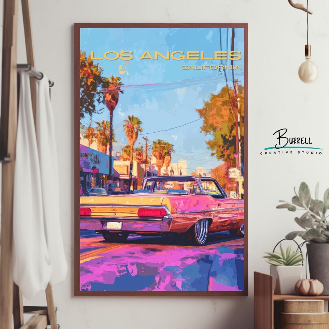 Los Angeles California Vintage Car Palm Street Classic Travel Poster - Image 4