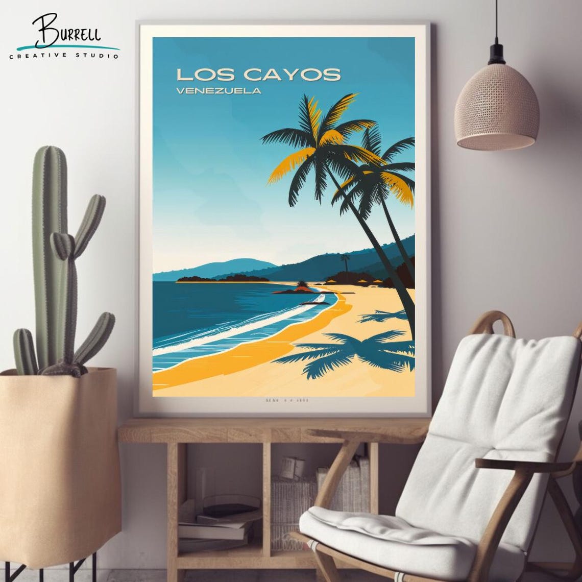 Los Cayos Venezuela Beach Palm Tropical Island Travel Poster - Image 2