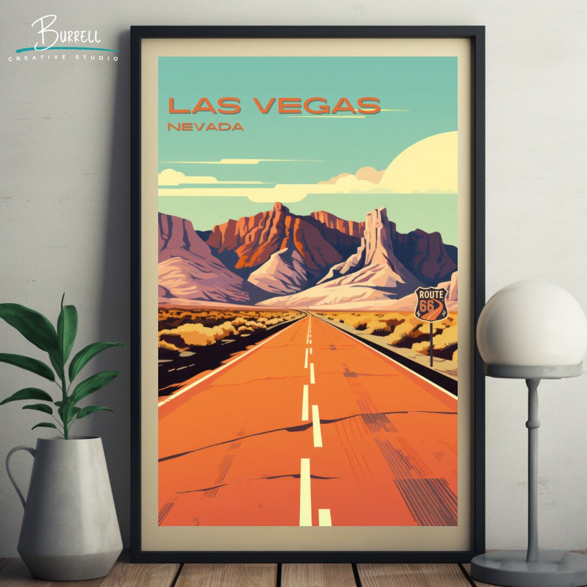 Las Vegas Nevada Route 66 Desert Highway Road Trip Sunset Poster - Image 5