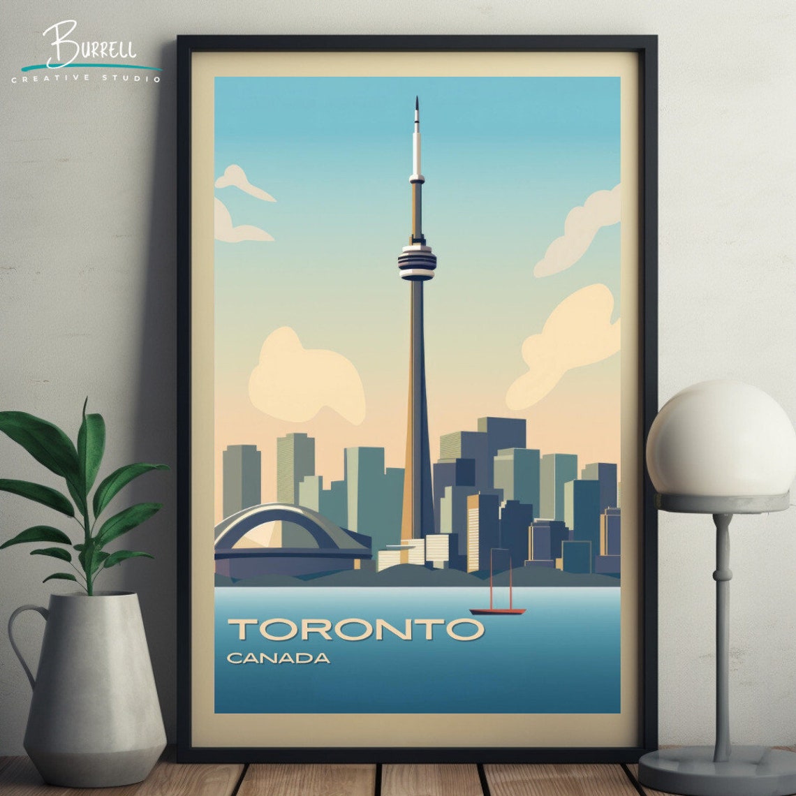 Toronto Canada CN Tower Skyline Waterfront Retro Travel Poster - Image 4