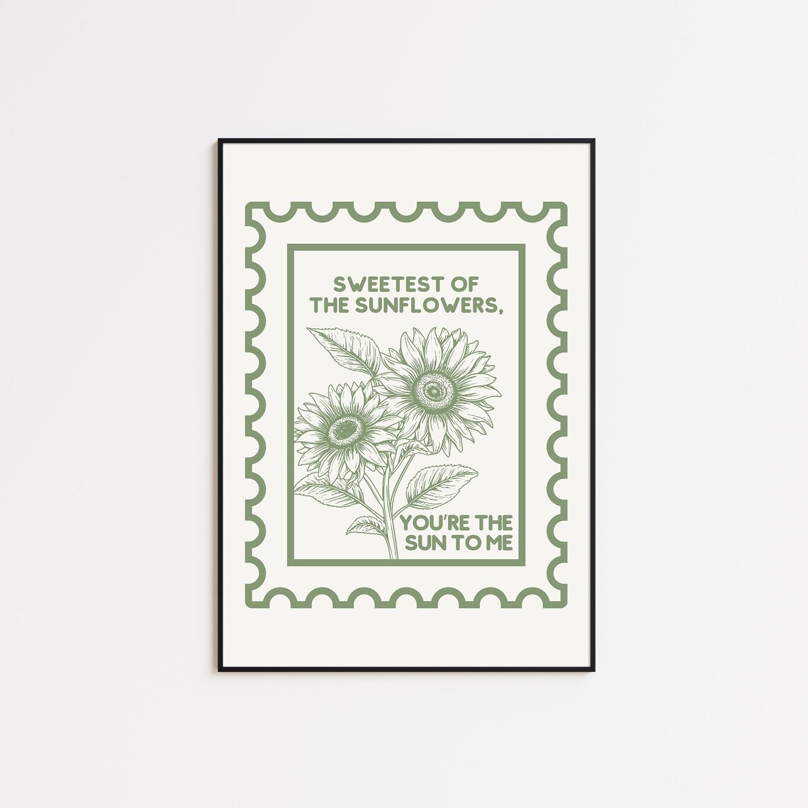 Sweetest of the Sunflowers Quote Poster Vintage Stamp Floral Art