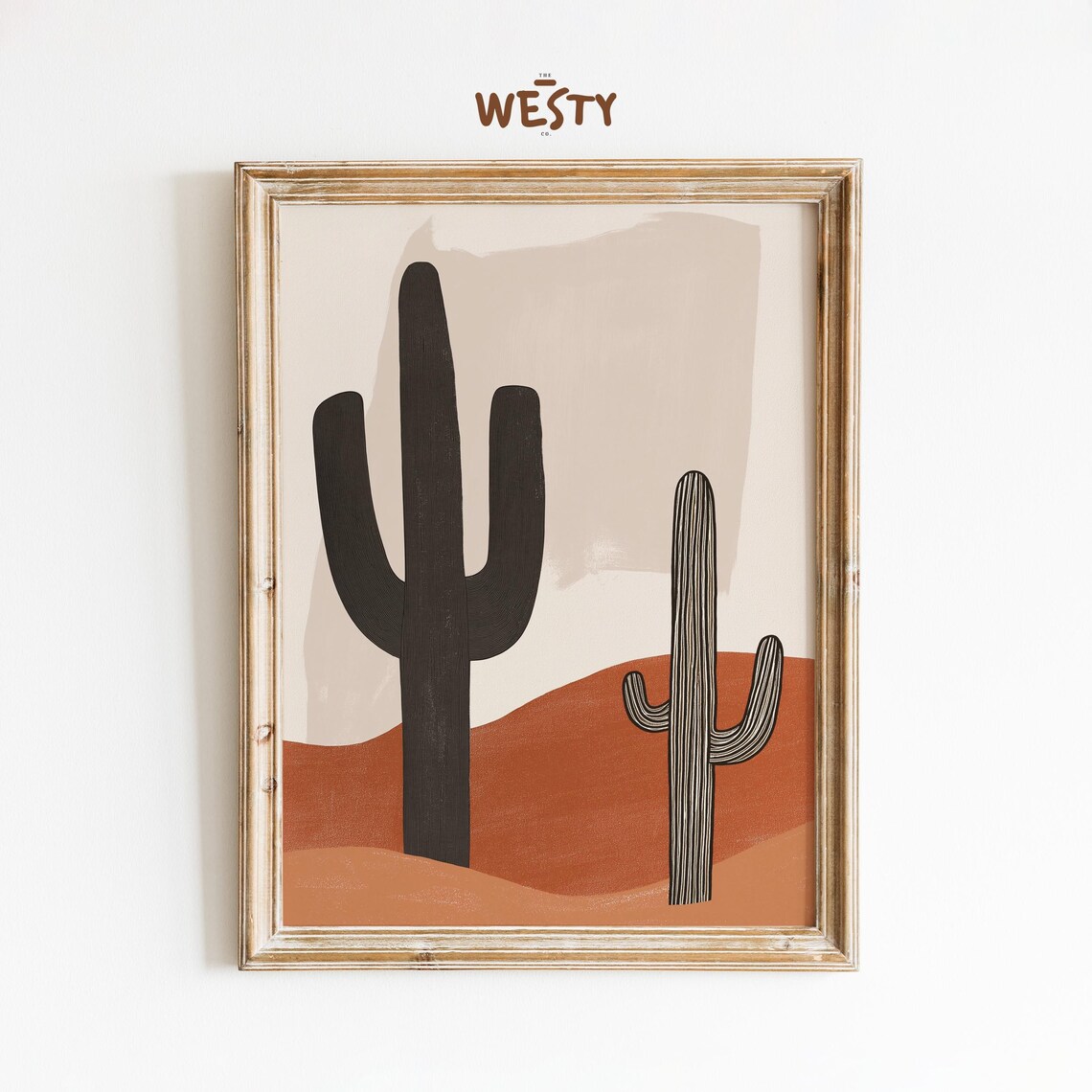 Minimalist Cactus Desert Poster Abstract Southwestern Wall Art Boho Neutral Print