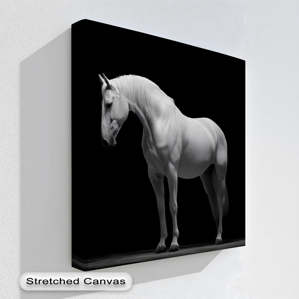 Minimalist White Horse Art Print, Modern Wall Art