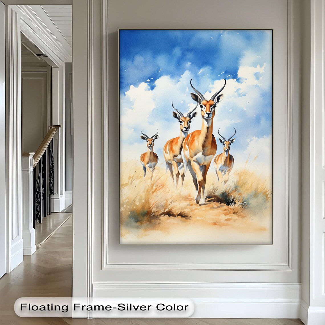 Antelope Safari Canvas Wall Art Modern African Wildlife Print