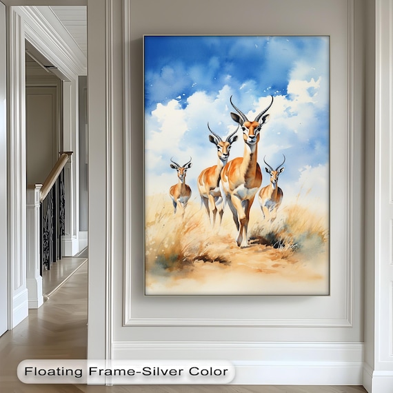 Antelope Safari Canvas Wall Art Modern African Wildlife Print