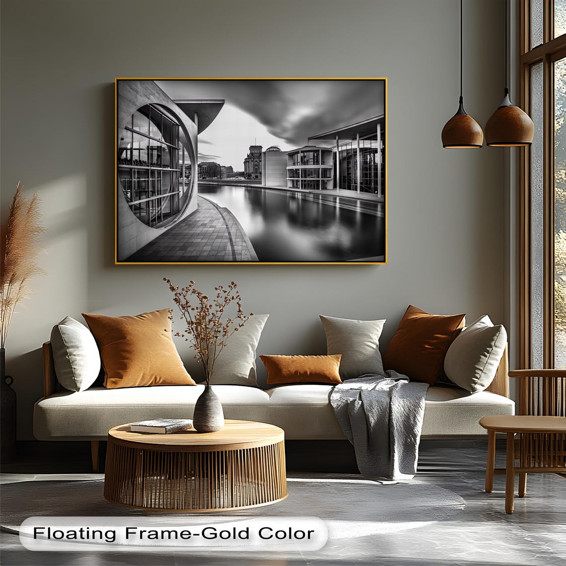 Modern Cityscape Canvas Art Black And White Architecture Print
