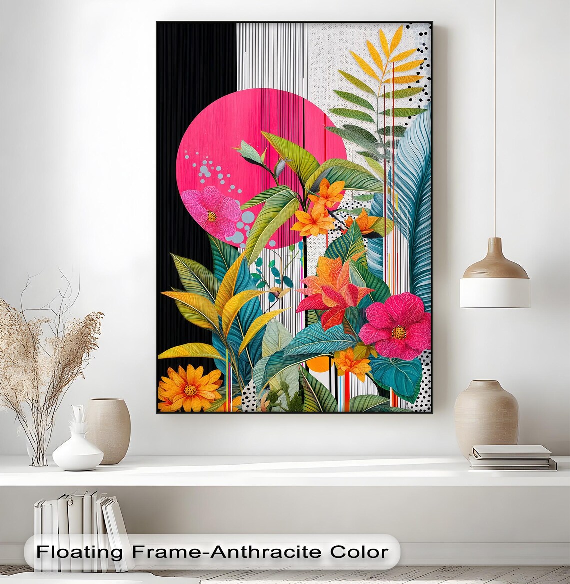 Tropical Floral Canvas Art Bold Botanical Jungle Print