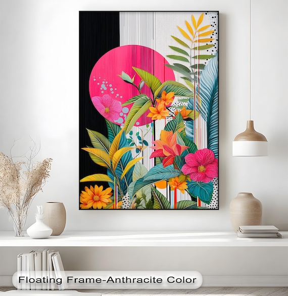 Tropical Floral Canvas Art Bold Botanical Jungle Print