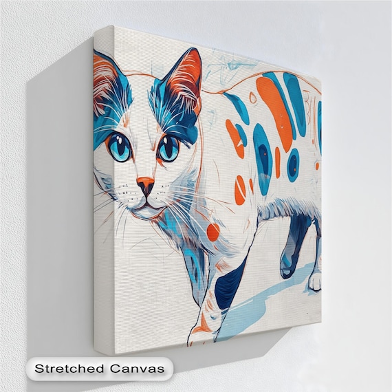 Abstract Cat Canvas Print Modern Feline Wall Art