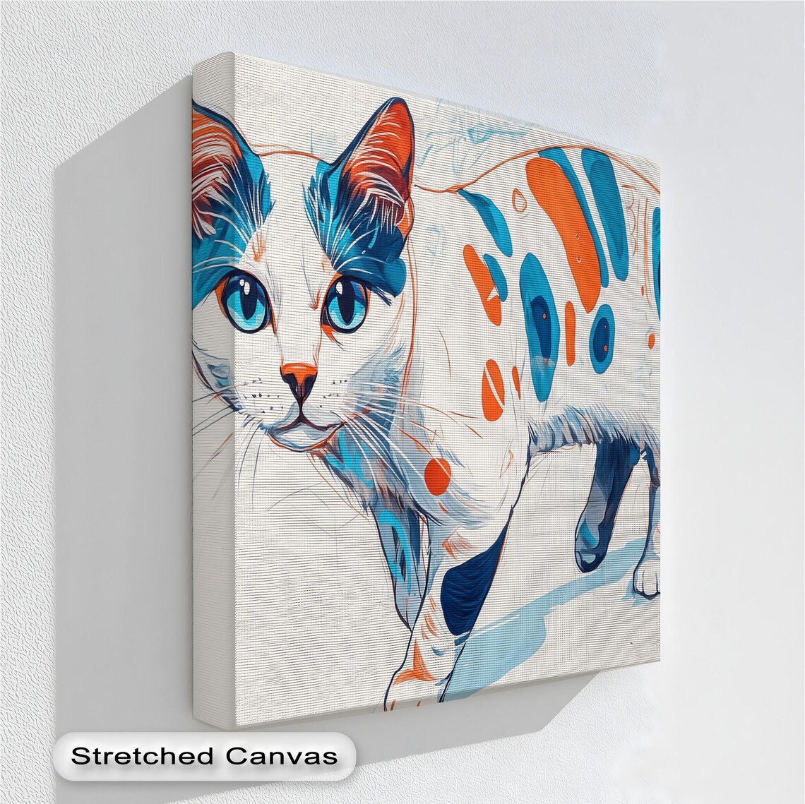 Abstract Cat Canvas Print Modern Feline Wall Art