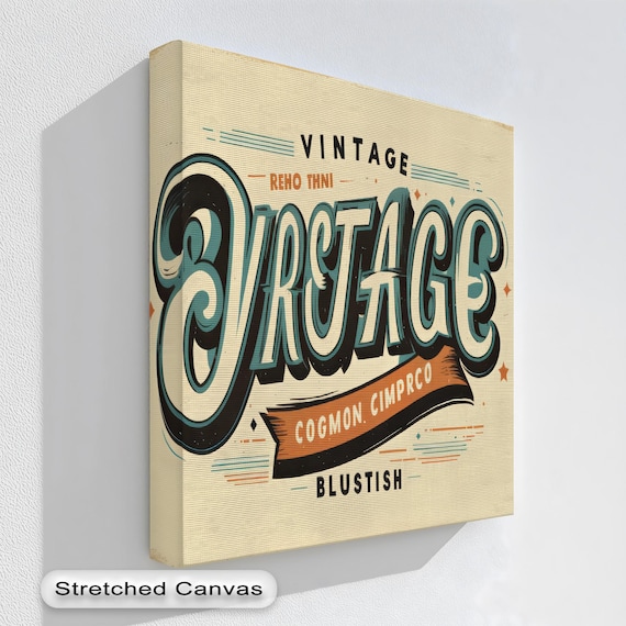Retro Vintage Typography Lettering Teal Orange Art Wall Poster