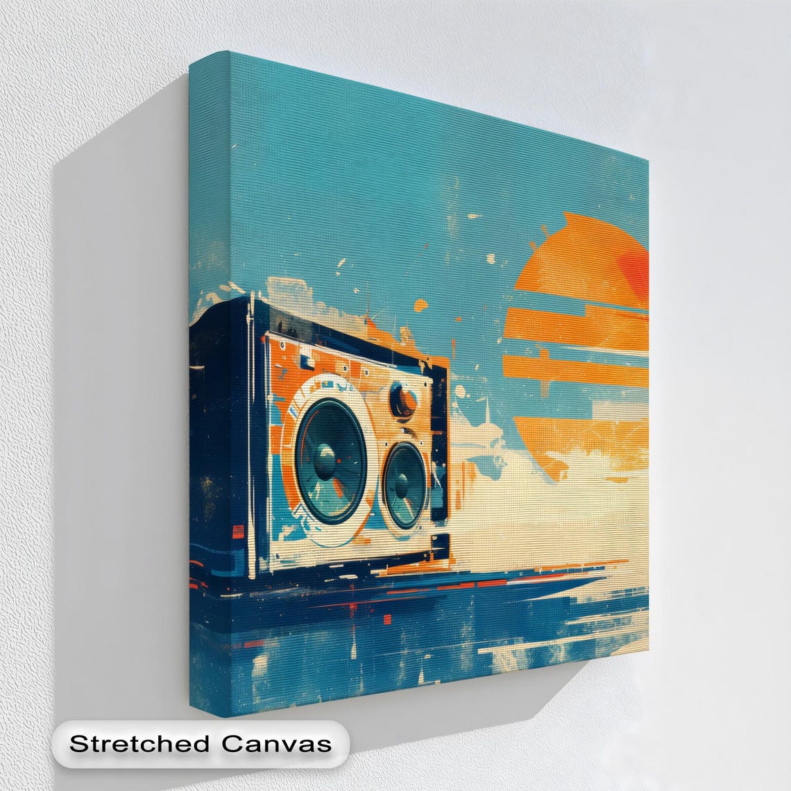 Bold Retro Boombox At Sunset 80s Music Speaker Pop Art Poster