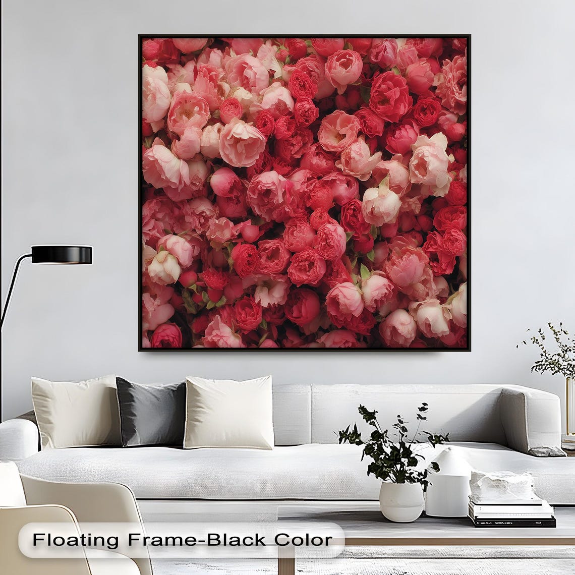 Dense Pink Rose Garden Poster Romantic Floral Bloom Modern Decor