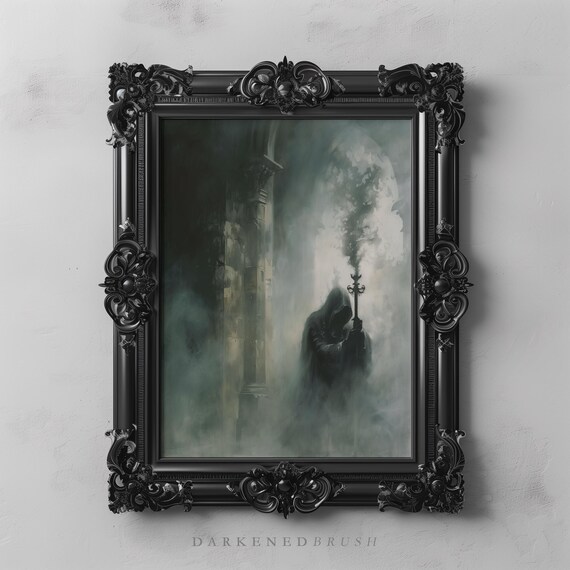 Gothic Dark Figure Art Academia Fantasy Print Mystical Witchy Wall Occult Poster Decor Moody Home