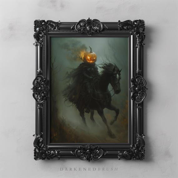 Headless Horseman Dark Moody Halloween Art Print