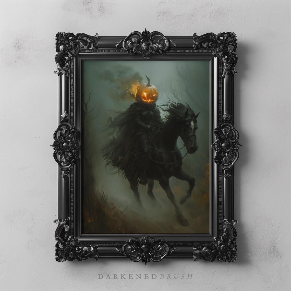 Headless Horseman Dark Moody Halloween Art Print