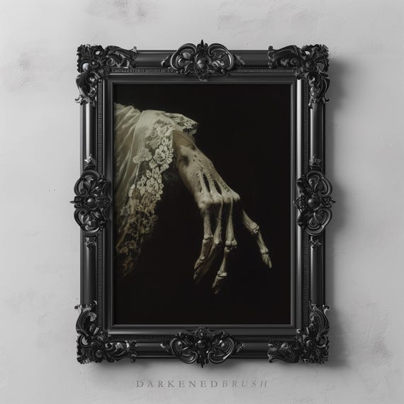 Skeleton Hand Gothic Romance Art Print, Dark Academia