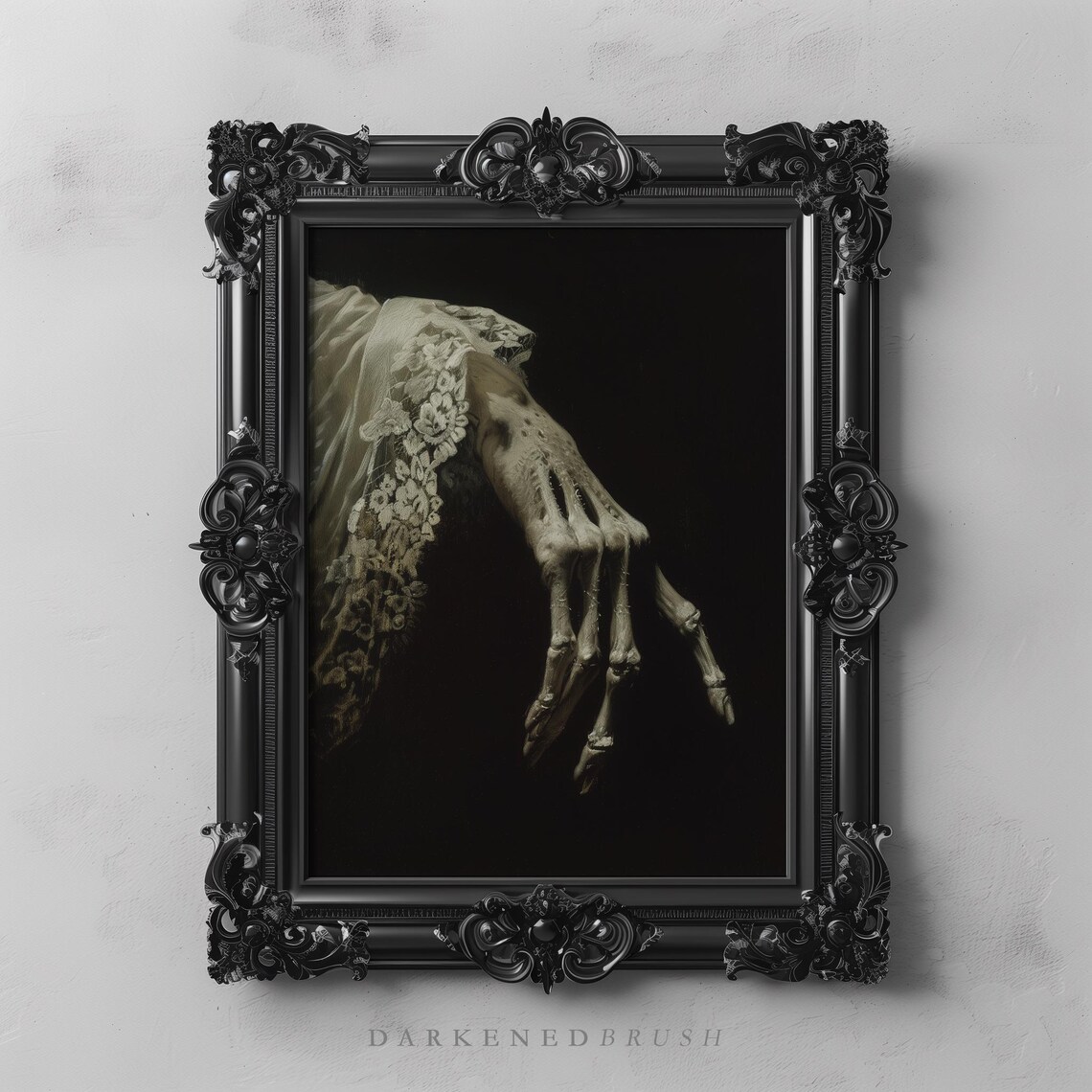 Skeleton Hand Gothic Romance Art Print, Dark Academia