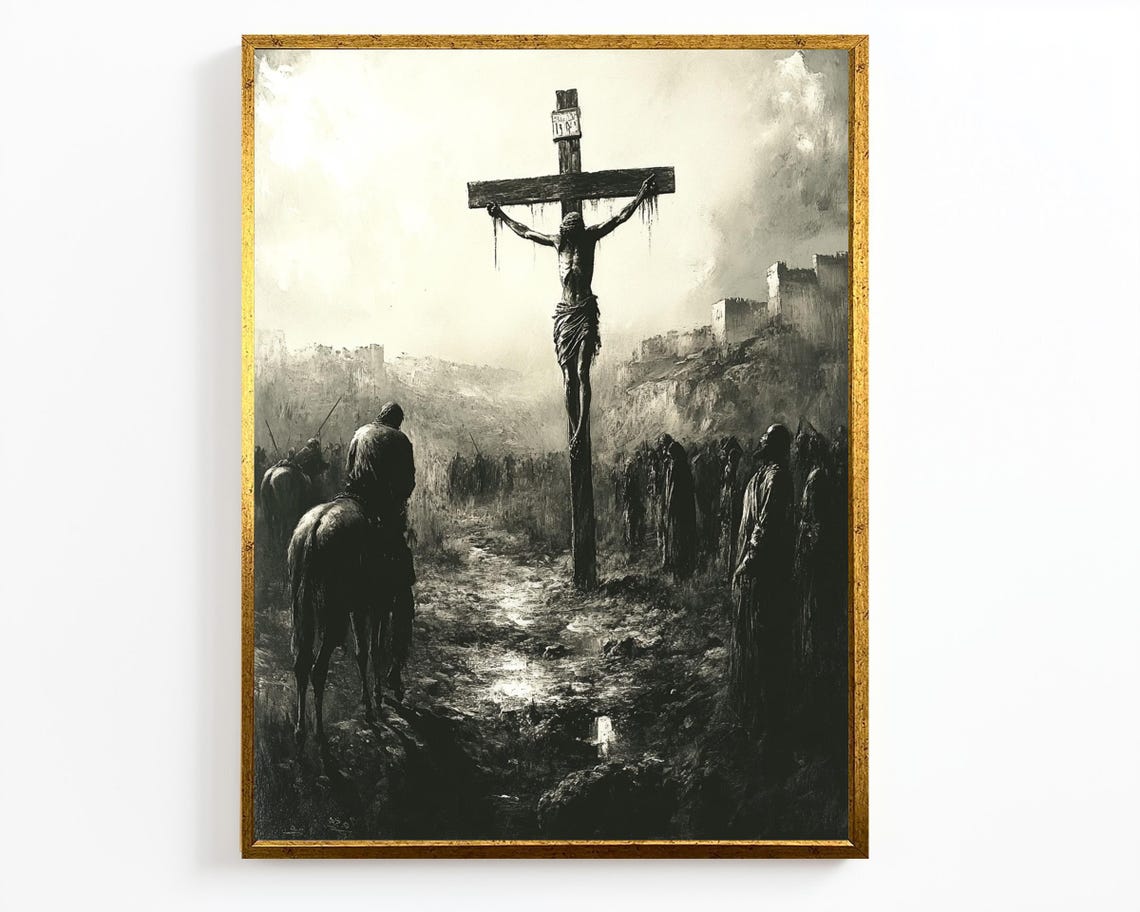 Jesus Crucifixion On Cross Sepia Tone Somber Good Friday Scene Poster - Image 4