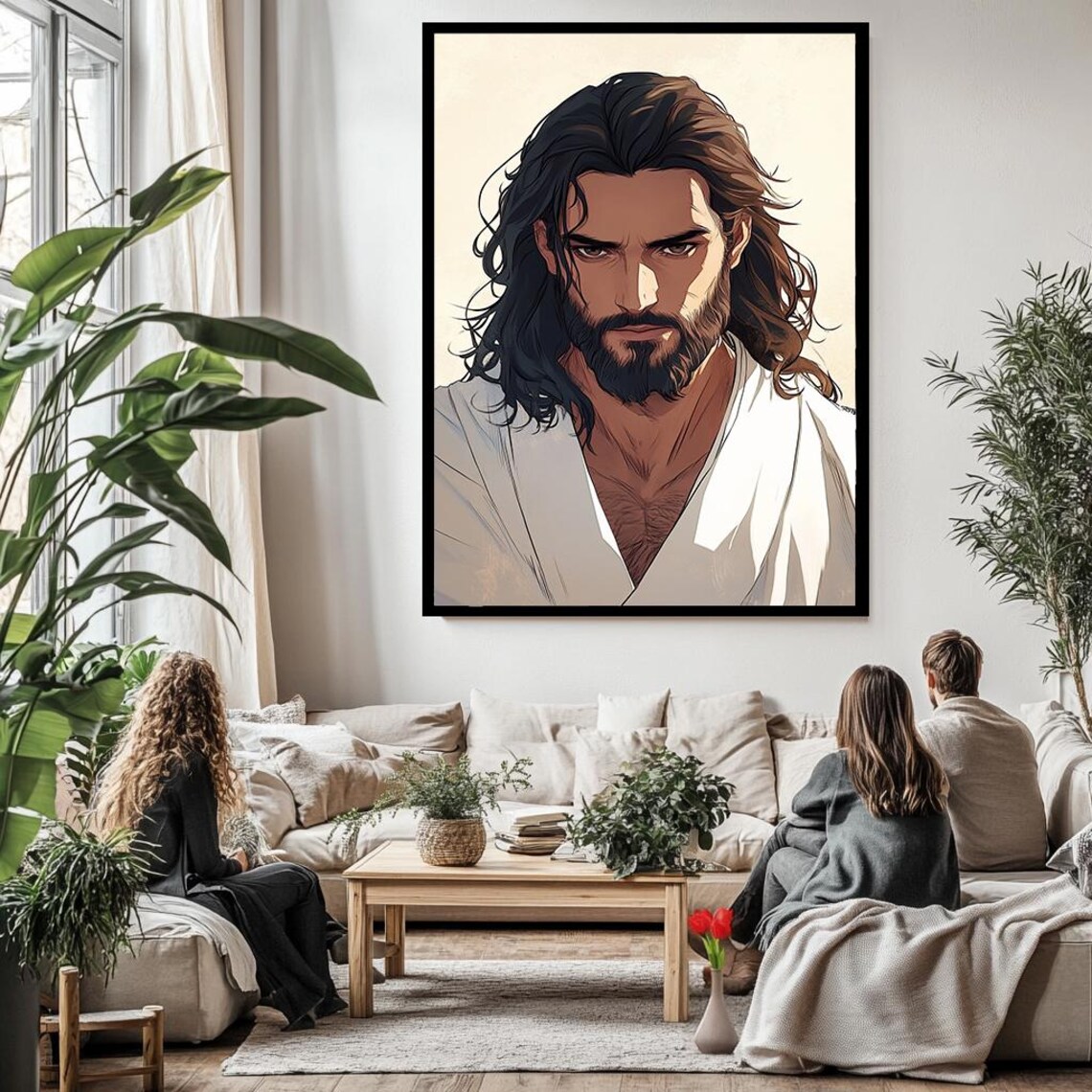 Jesus Christ Powerful Minimalist Portrait Modern Spiritual Art Poster - Image 3