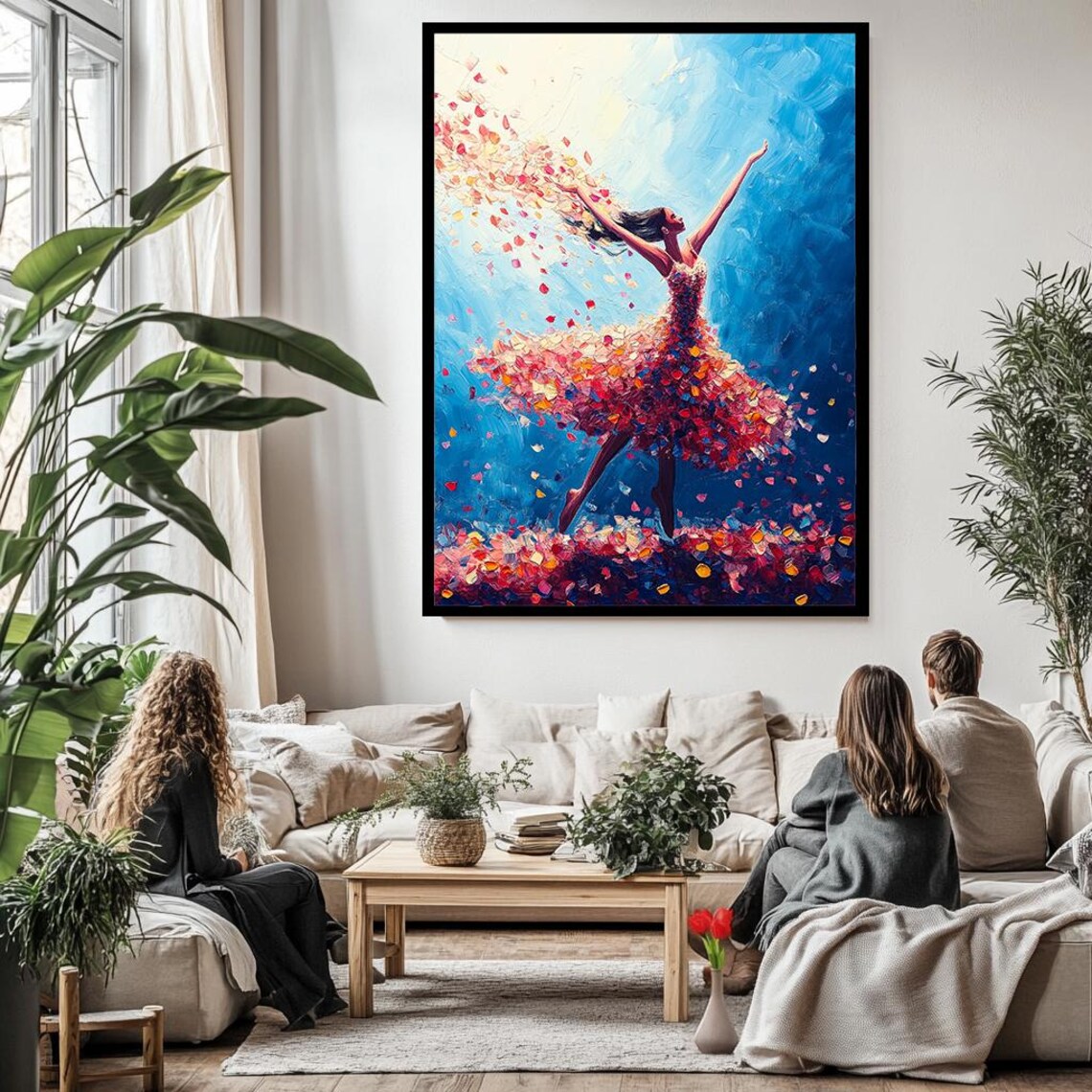 Dancing Woman Flower Petal Dress Graceful Ballet Motion Art Poster - Image 3
