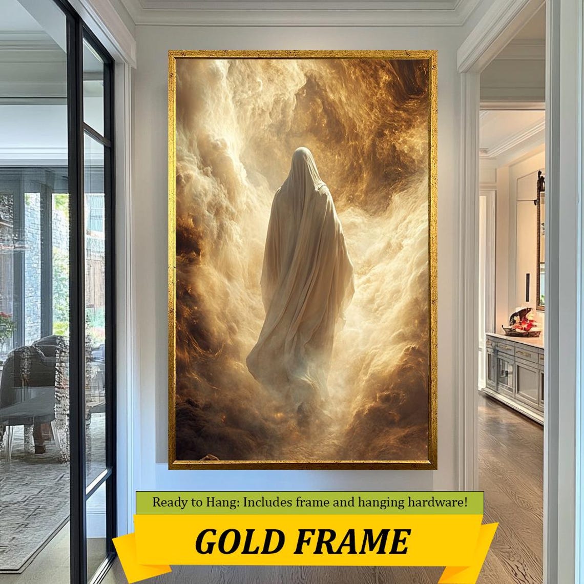 Jesus Christ Entering Heavenly Golden Clouds Mystical Religious Poster - Image 5