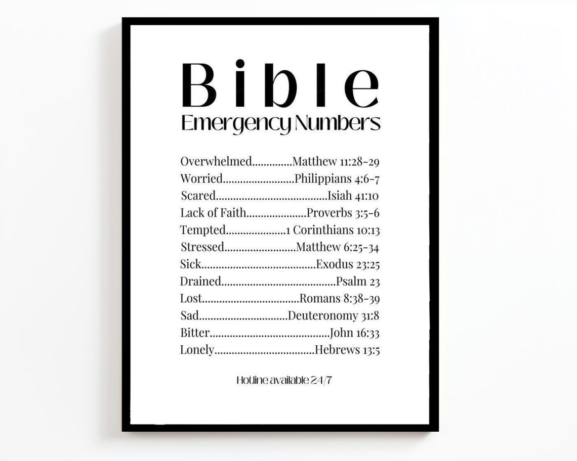 Inspirational Bible Emergency Numbers Wall Art For Christian Home Dcor Scripture Based Encouragement Wall - Image 4