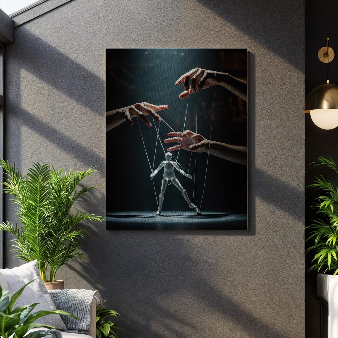 Marionette Puppet Strings Dark Surreal Figurative Canvas Wall Art