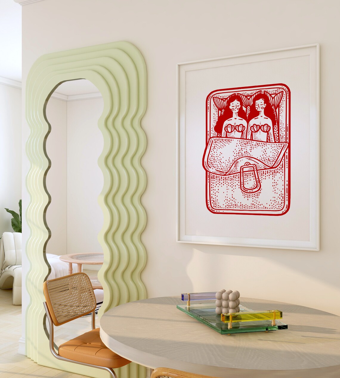 Mermaids Sardine Kitchen Wall Art, Retro Food Print - Image 3