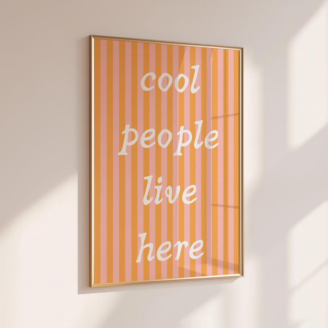 Cool People Live Here Print Motivational Quote Dopamine Wall Inspirational Art Trendy Striped