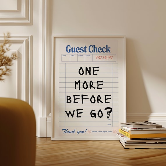 One More Before We Go Guest Check Receipt Retro Bar Cart Poster