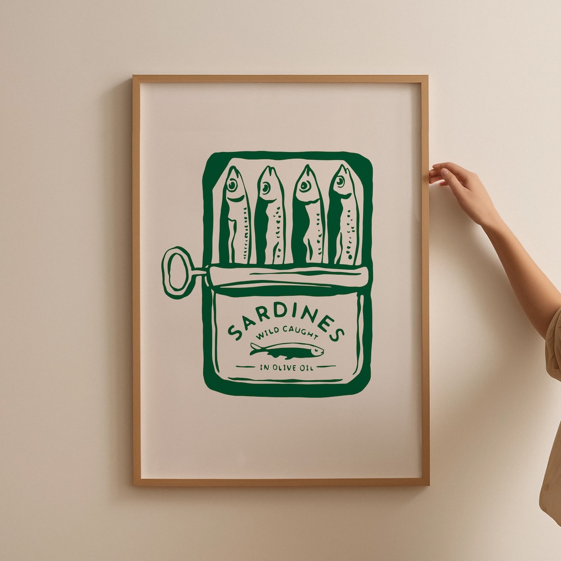 Green Sardine Print, Retro Italian Kitchen Art
