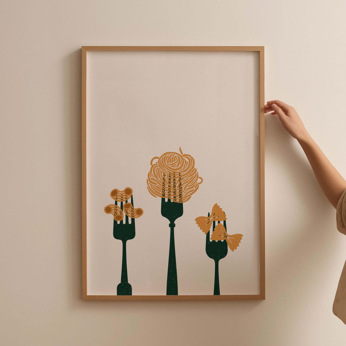 Minimalist Pasta Forks Trio Modern Italian Kitchen Food Poster