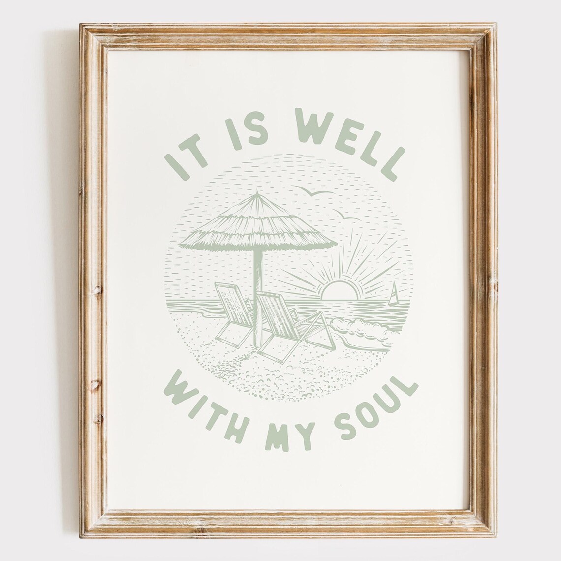 It Is Well With My Soul Sage Beach Umbrella Circle Line Art Poster