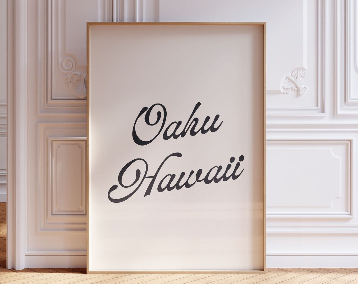 Oahu Hawaii Travel Poster, Beachy Summer Decor