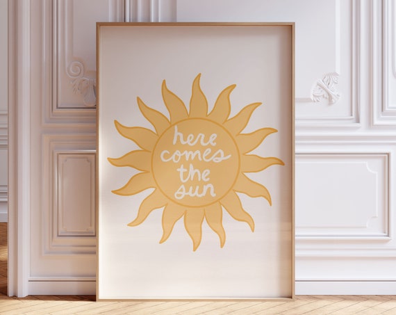 The Sun Print Cute Nursery Lettering Wall Art Rays Lyric Yellow Illustrated Prints