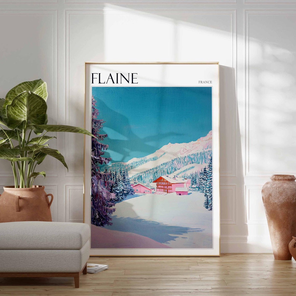 Skiing Travel Poster Skiing Art Flaine Poster Flaine Wall Art French Alps Poster French Alps Print Flaine Travel Print Flaine Ski Art