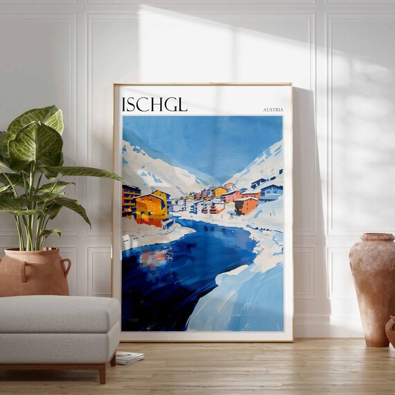Ischgl Austria Village River Deep Blue Water Winter Scene Poster