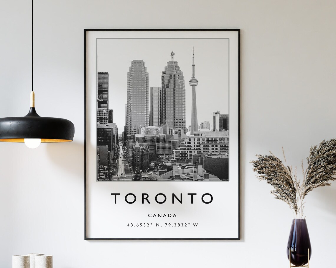 Toronto Travel Poster, Black And White Travel Art